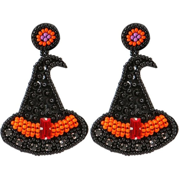 Jewelry - Halloween Earrings Ghost Face Earrings Witch Magic Hat Earrings